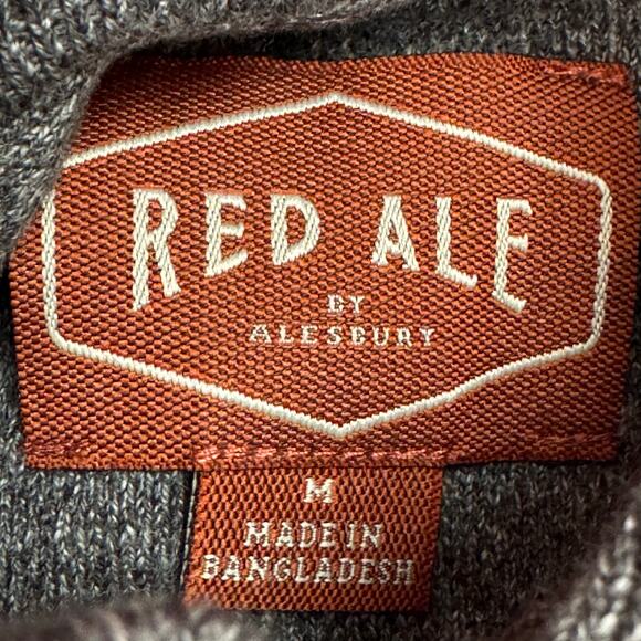 Red Ale by Alesbury Henley Mock Neck Pullover Sweater Gray Cotton Men M NWT - Picture 7 of 9